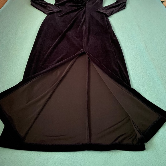 CONNECTED velvet vintage long sleeve faux wrap rutched midnight blue NEW size 8 - Picture 4 of 11